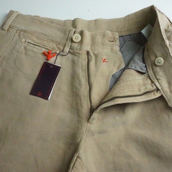 Isaia Napoli Bermuda Tinto Cotton Blend Brown Distressed Shorts 46R BRAND NEW - Picture 3 of 7